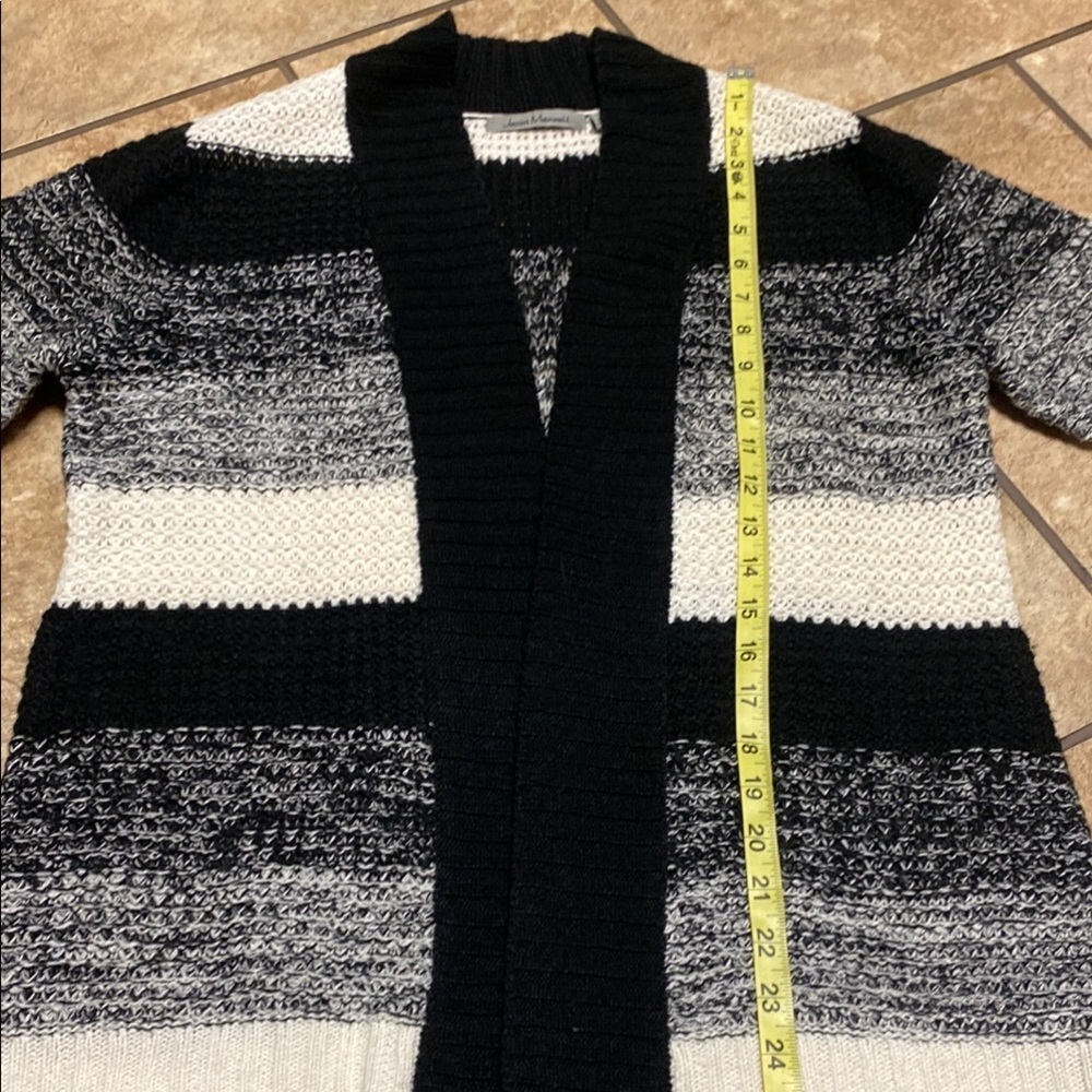 Black and White Striped Medium Cardigan Sweater Collegiate Fall Office - Picture 5 of 14